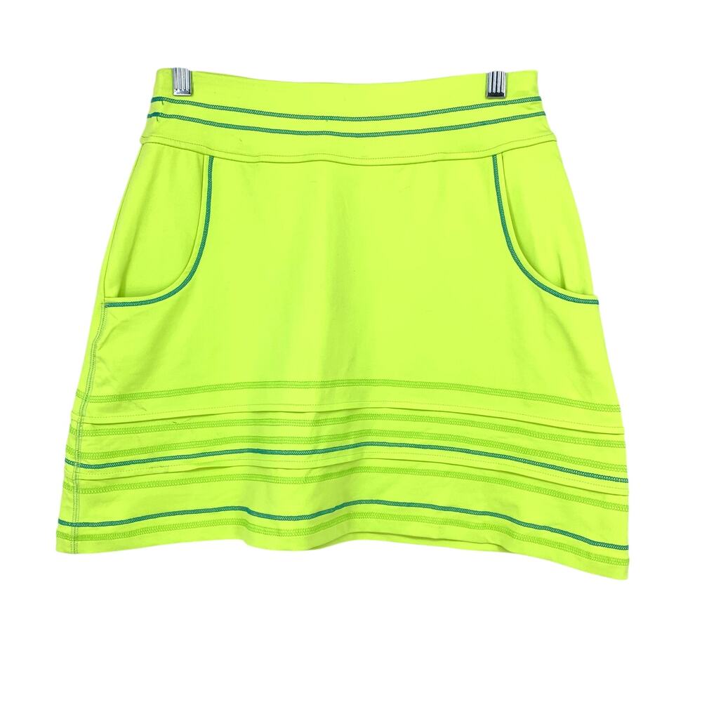 Title Nine Athletic A-Line Mini Skirt Womens XS Lime Green Blue Stitching